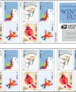 Forever Stamps Winter Fun 2014 Stamps Coil of 100 PCS/Roll