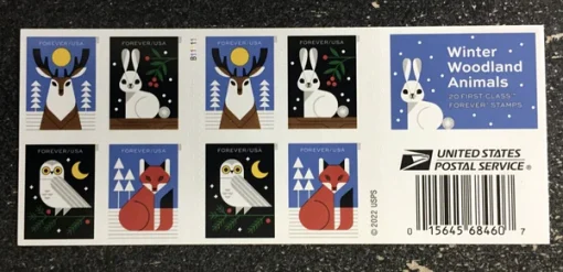 Forever Stamps Winter Woodland Animals 2023 Stamps Coil of 100 PCS/Roll - Image 8